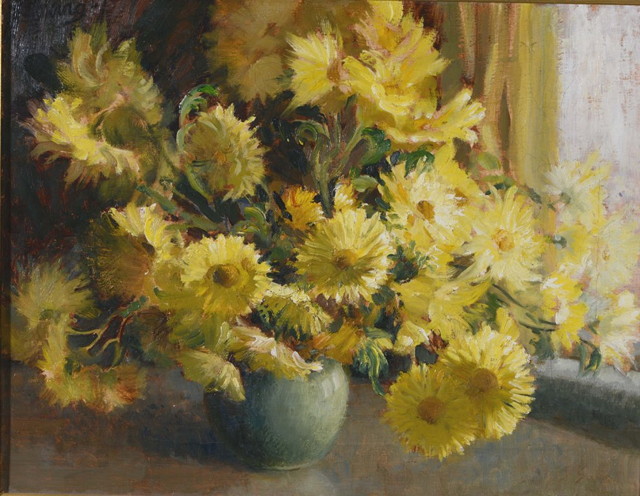 Appraisal: SIR LAWRENCE GOWING - Chrysanthemums in a vase near a