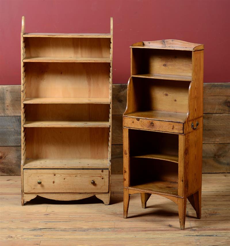 Appraisal: TWO ENGLISH PINE STANDING BOOKCASES Taller x x in Property