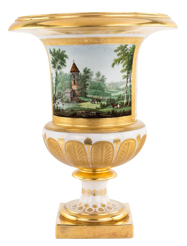 Appraisal: A RUSSIAN PORCELAIN URN WITH VIEW OF PAVLOVSK PROBABLY IMPERIAL