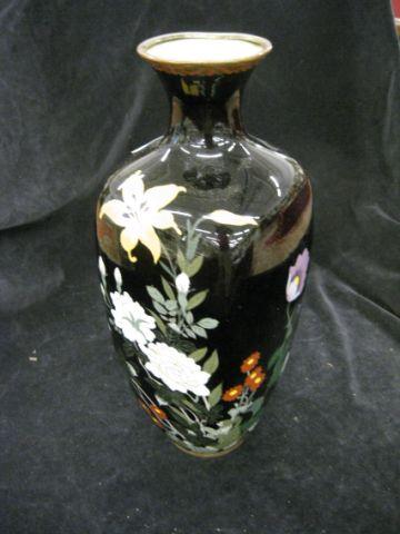 Appraisal: Japanese Cloisonne Vase fine floral on indigio field silver wire