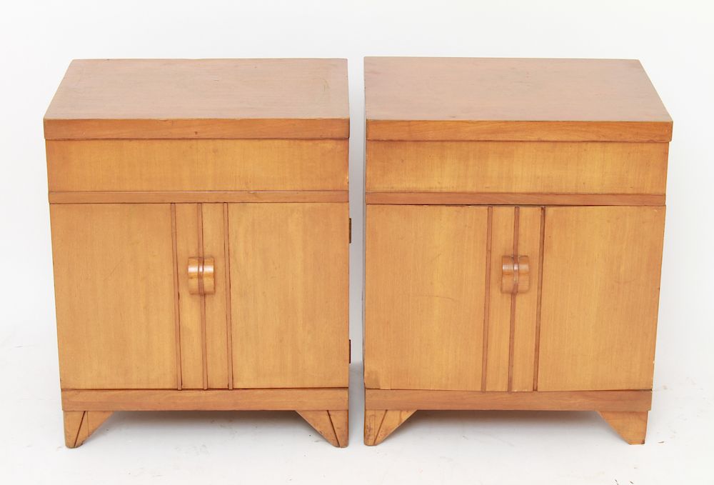 Appraisal: Deskey Style Mid-Century End Tables Pair Pair of Donald Deskey