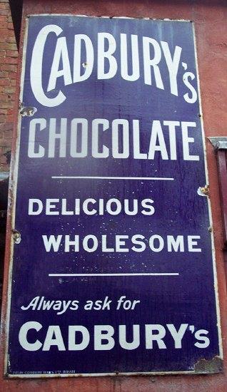 Appraisal: A blue enamel sign advertising Cadbury's Chocolate cm x cm