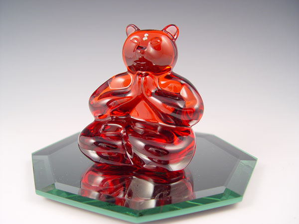 Appraisal: BACCARAT RUBY BOUDDHOURS BEAR WITH DIAMONDS Ruby red glass ''Bouddhours''