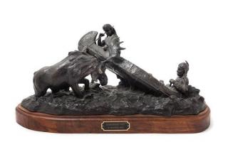 Appraisal: Frederick Aman American b Dangerous Prey bronze signed Aman and