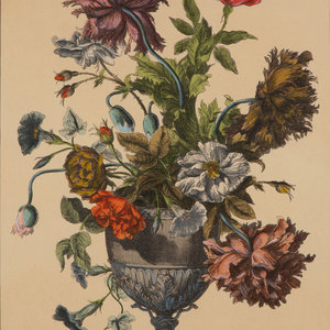 Appraisal: Two Pairs of Botanical Prints TH CENTURY all in floral