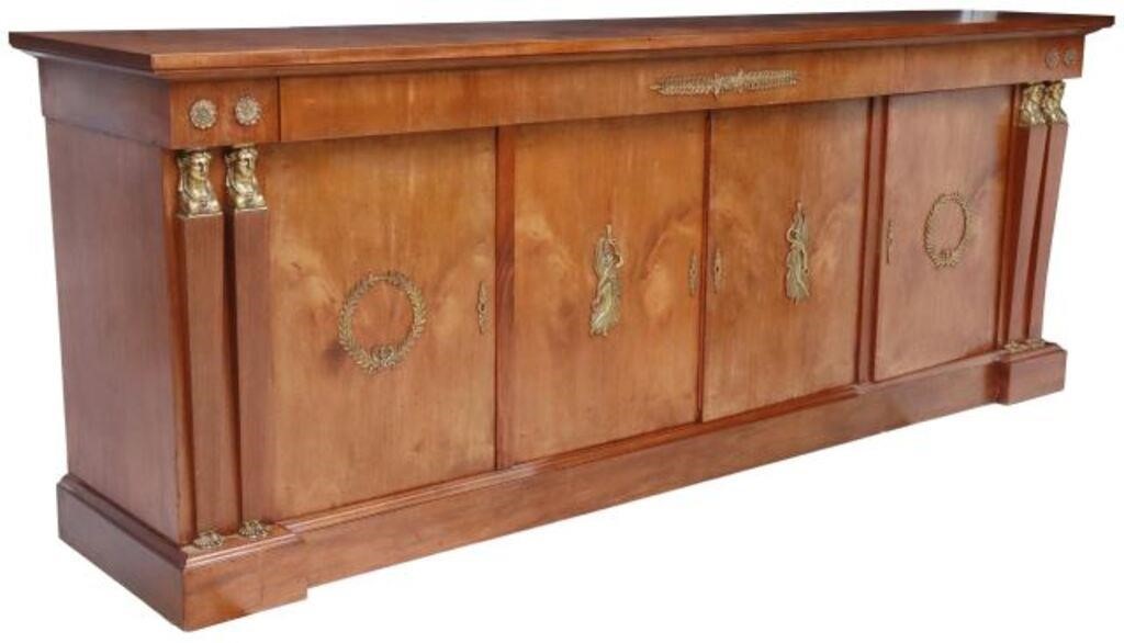 Appraisal: French Empire style mahogany sideboard th c fitted with three