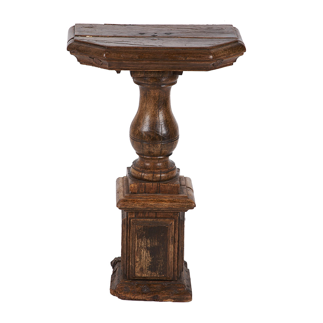 Appraisal: Continental Baroque Walnut Diminutive Console The canted rectangular top raised