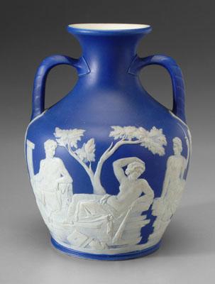 Appraisal: Portland Wedgwood vase classical figures on dark blue ground base