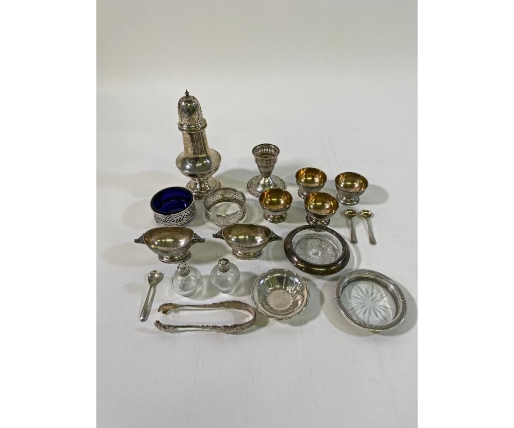 Appraisal: Sterling silver tableware to include two open salts with boar