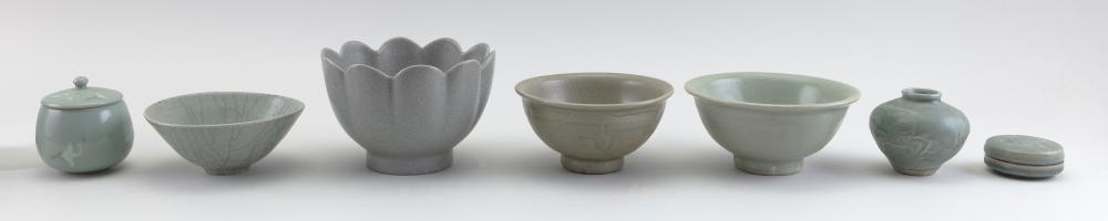 Appraisal: SEVEN PIECES OF CHINESE AND KOREAN CELADON PORCELAIN TH CENTURY