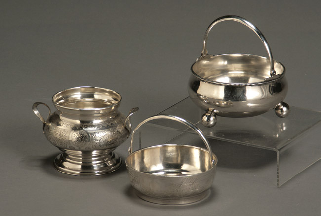 Appraisal: Three Russian Silver Sugar Bowls The first maker's mark FI