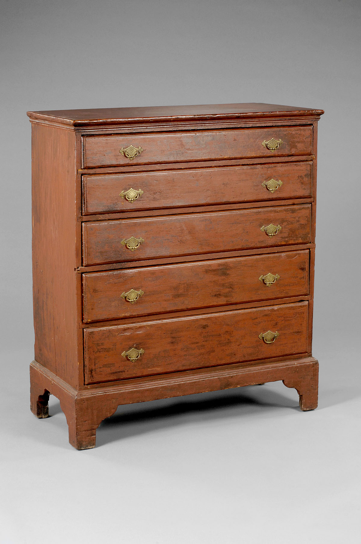 Appraisal: NEW ENGLAND COUNTRY CHIPPENDALE PAINTED TALL CHEST The rectangular top