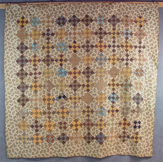 Appraisal: Pieced Pennsylvania Quilt - Primarily chintz in earth tones All