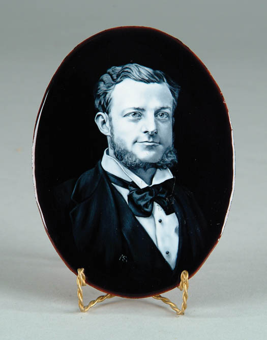 Appraisal: ENAMEL ON COPPER MINIATURE PORTRAIT OF A YOUNG GENTLEMAN Oval