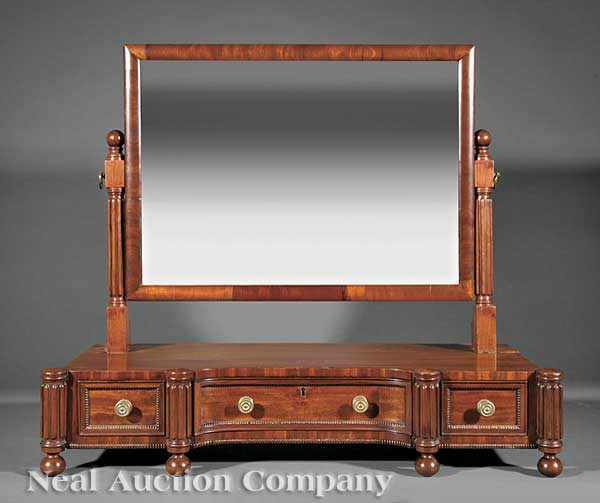 Appraisal: A Fine American Federal Carved Mahogany Dressing Glass c -