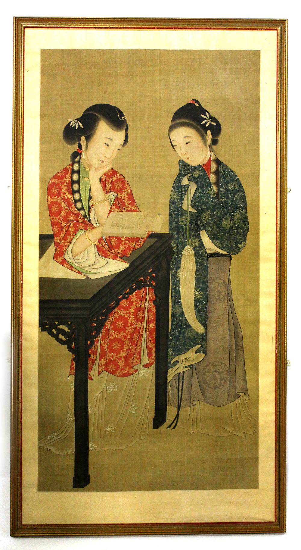 Appraisal: Japanese school th century two ladies opening a letter gouache