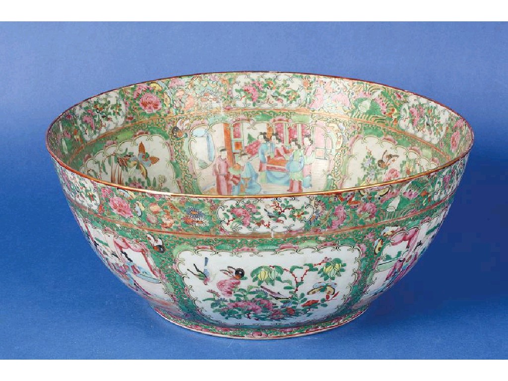 Appraisal: A CANTONESE FAMILLE ROSE VERTE BOWL decorated in polychrome with