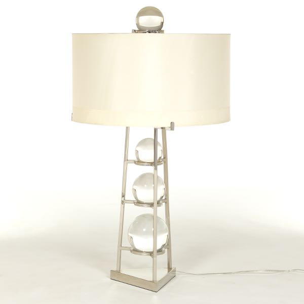 Appraisal: MID CENTURY MODERN STYLE METAL AND CRYSTAL GLOBES LAMP WITH