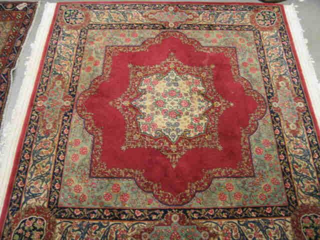 Appraisal: Tabriz Persian Handmade Square Rug fine central medallion red field