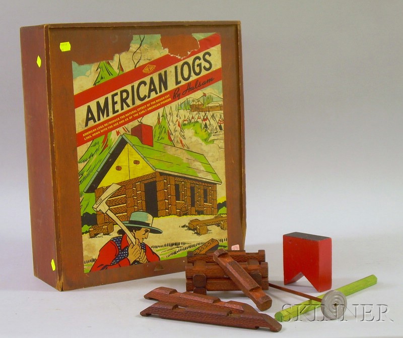 Appraisal: Halsam American Logs Toy Set in original box with sliding