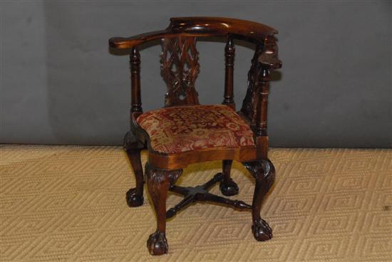 Appraisal: GEORGIAN-STYLE BALL CLAW CORNER CHAIR