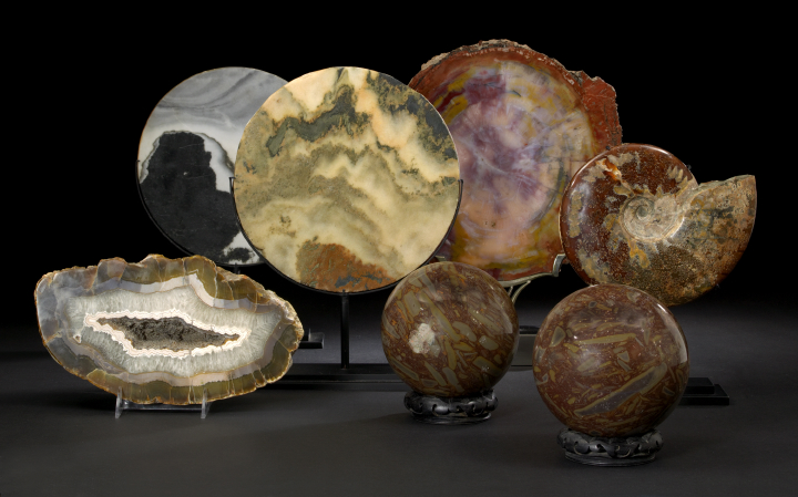 Appraisal: Unusual Pair of Matched Mineral Spheres each fashioned of amgoidal