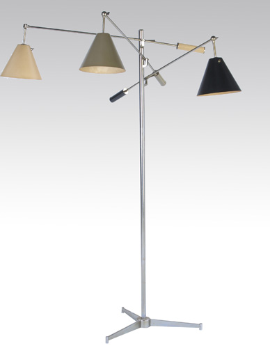 Appraisal: ARREDOLUCE Triennale floor lamp with enameled metal shades and handles