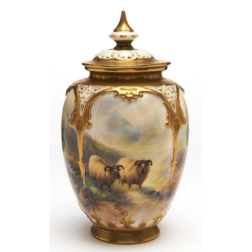 Appraisal: A Royal Worcester pot pourri jar and cover painted by