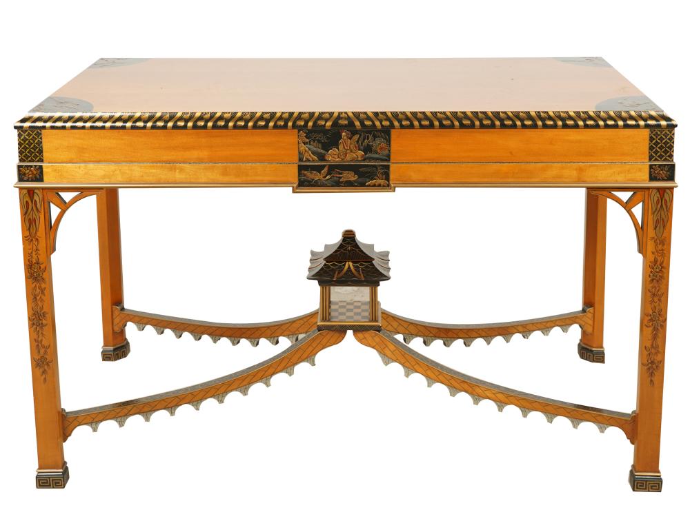 Appraisal: CHINOISERIE SIDE TABLElate th century unsigned decorated in gilt black