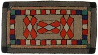 Appraisal: COLORFUL GEOMETRIC HOOKED RUG Three red and gray crosses surrounded