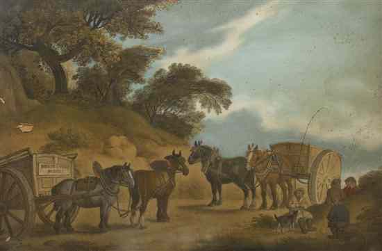 Appraisal: Artist Unknown British th century The Wagon Drivers' Rest mixed