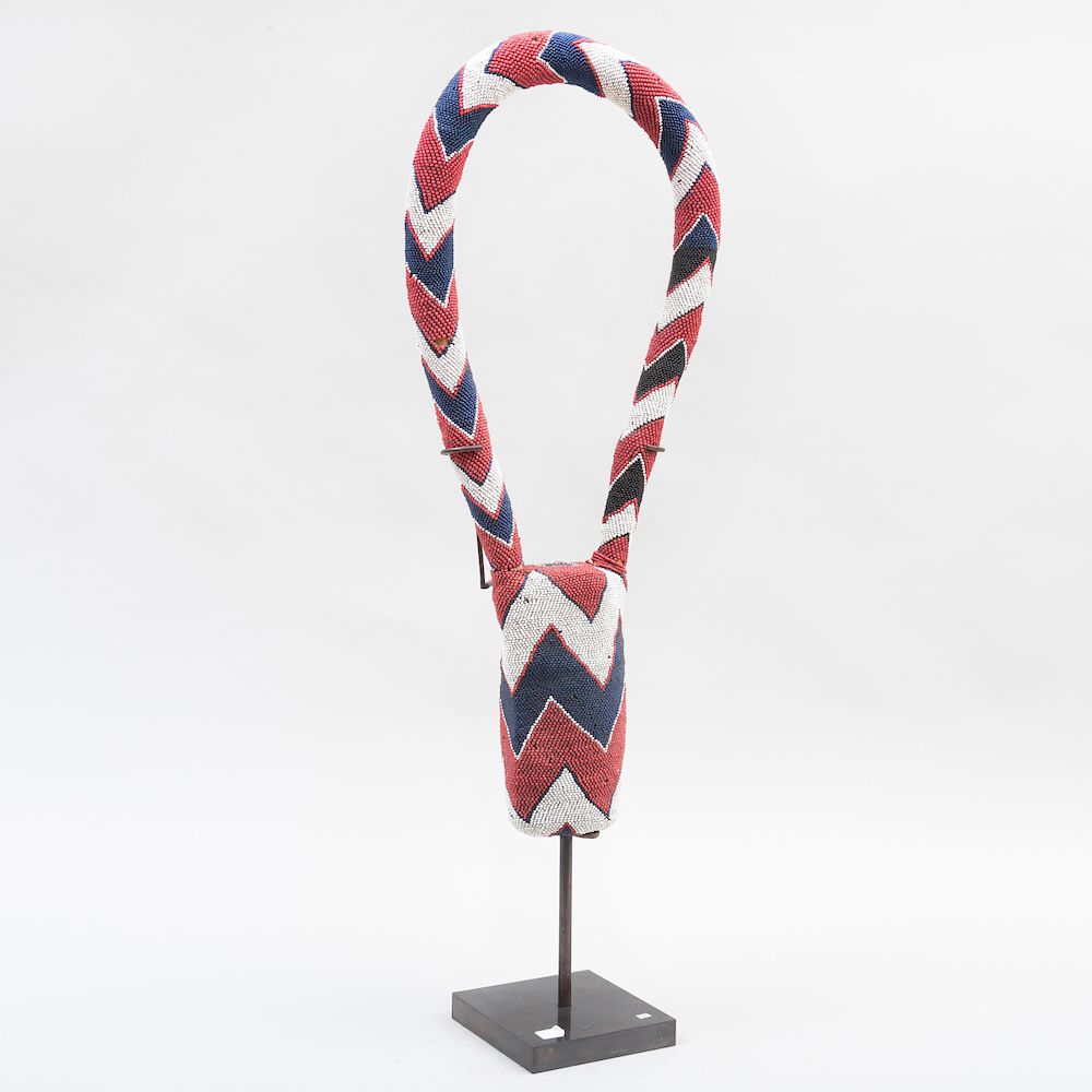 Appraisal: West African Beadwork Ceremonial Necklace Possibly Maasai Now raised on