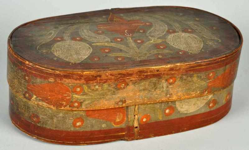 Appraisal: Wooden Hand-Painted Bridal Box with Floral Motif Nice folk art