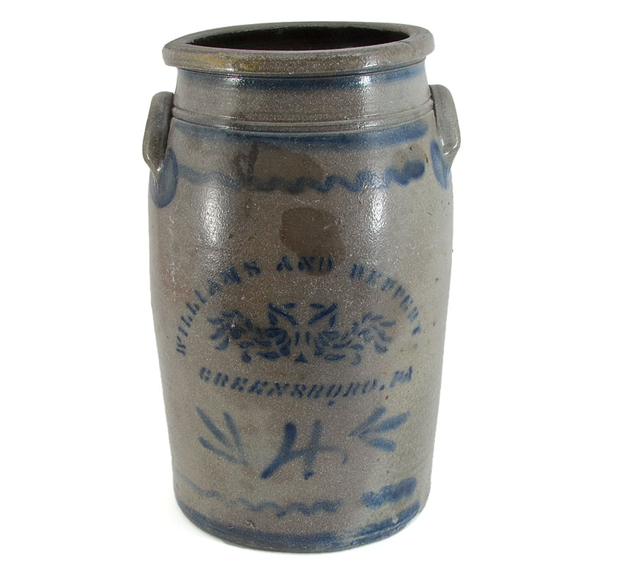 Appraisal: WILLIAMS AND REPPERT COBALT DECORATED GALLON STONEWARE CROCK gallon stoneware