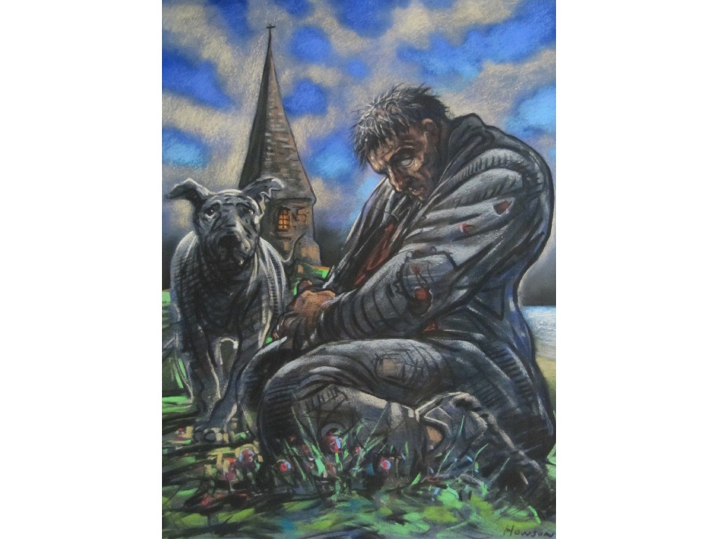 Appraisal: PETER HOWSON b Pastel 'The Light that Failed' signed recto