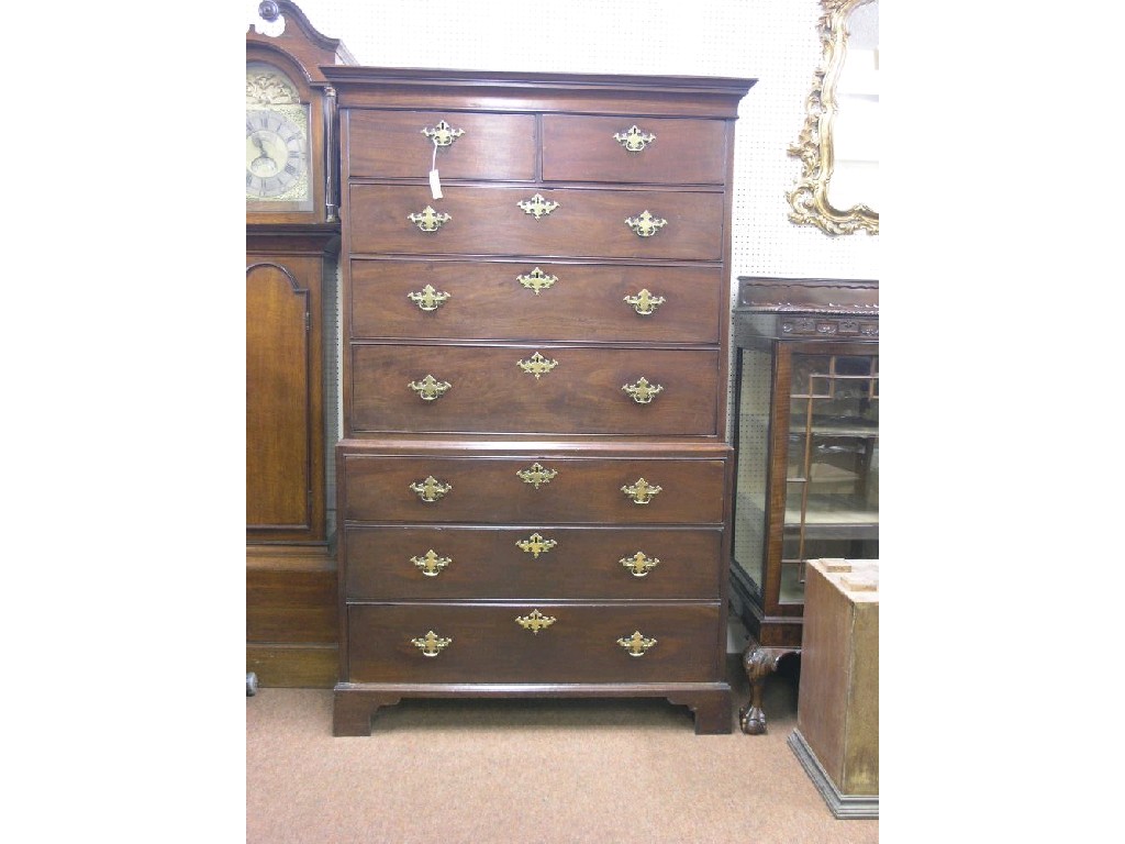 Appraisal: A George III mahogany chest-on-chest upper stage with two short