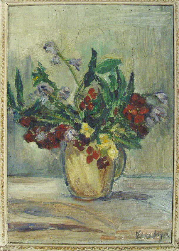 Appraisal: Kendyn- Oil onto panel still life flowers in a jug