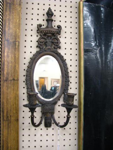 Appraisal: Pair of Cast Metal Wall Sconces with Mirrors '' high