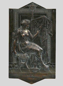 Appraisal: Continental School ca Penelope A spelter plaque with bronze patinated