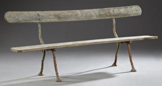 Appraisal: French Cast Iron and Pine Garden Bench th c o