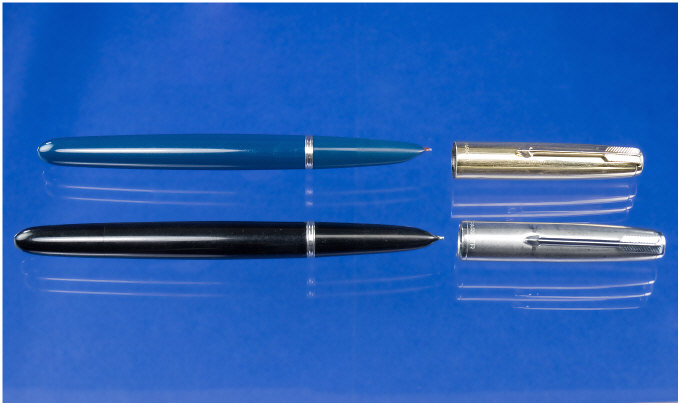 Appraisal: Parker Parker Pens Black Barrel Silvered Cap And A Green