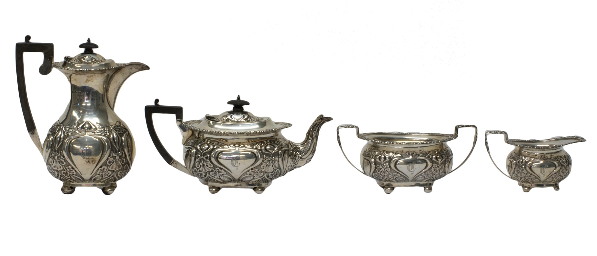 Appraisal: A silver four piece tea set comprising a teapot a