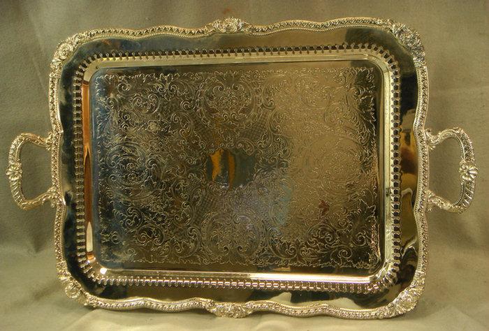 Appraisal: Plated silver footed tray l w Estimate -