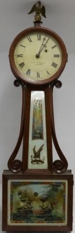 Appraisal: AARON WILLARD BANJO CLOCK EARLY TH C MAHOGANYCASE PAINTED DIAL