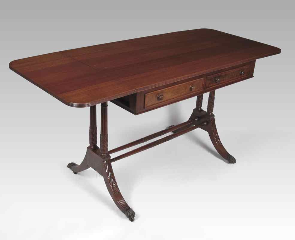 Appraisal: KITTINGER MAHOGANY WRITING TABLE Two half length drawers two drop