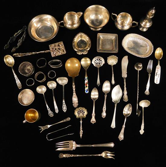 Appraisal: SILVER Assortment of sterling hollowware flatware and servingware forty pieces