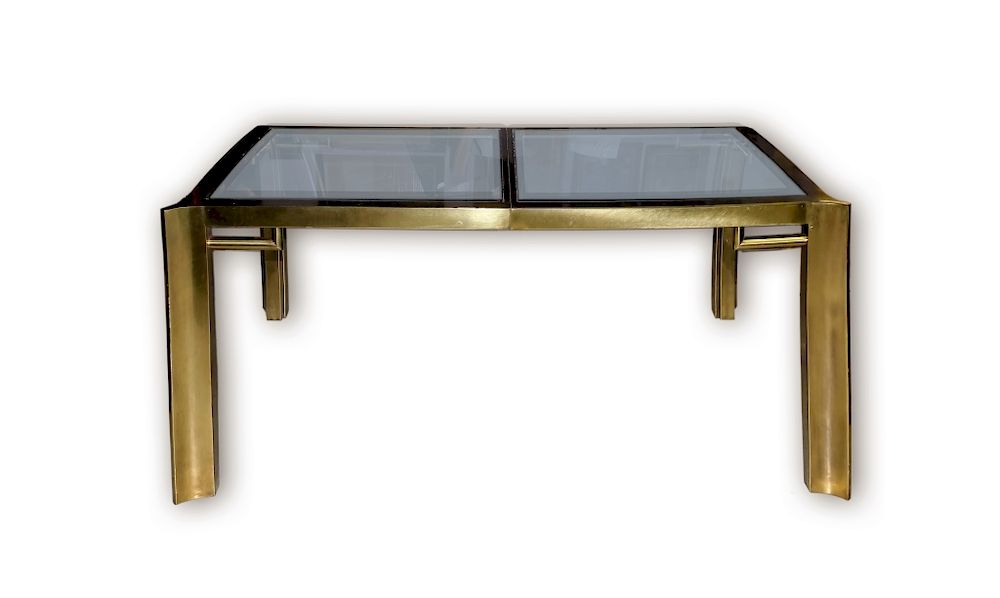 Appraisal: Mastercraft Mid Century Brass Glass Dining Table Mastercraft Mid Century