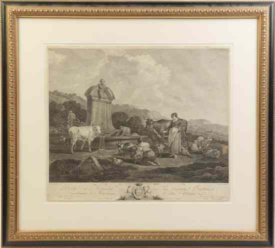 Appraisal: Two Decorative Lithographs one depicting a barnyard scene signed J