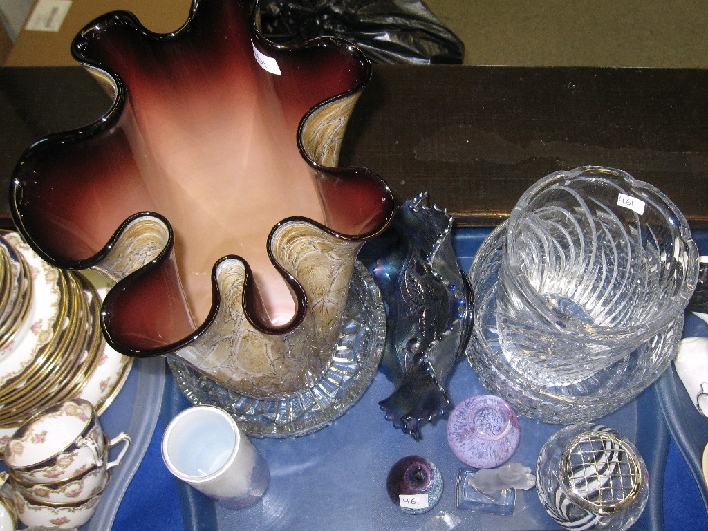 Appraisal: Tray lot comprising assorted glassware - carnival glass dish Art