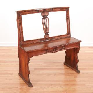 Appraisal: Dutch Neo-Classical carved walnut hall bench th c Holland single